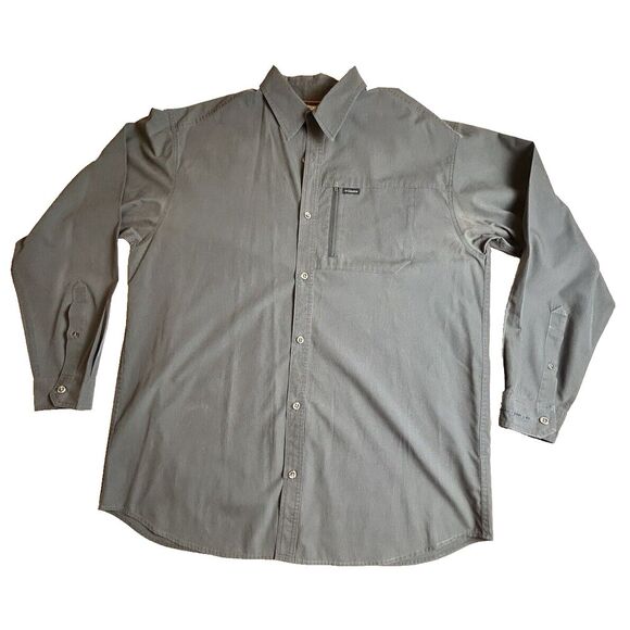 Columbia Shirt Men Size Gray Long Sleeve Zippered Pocket,‎ Polyester, Cotten-346 - Picture 1 of 8